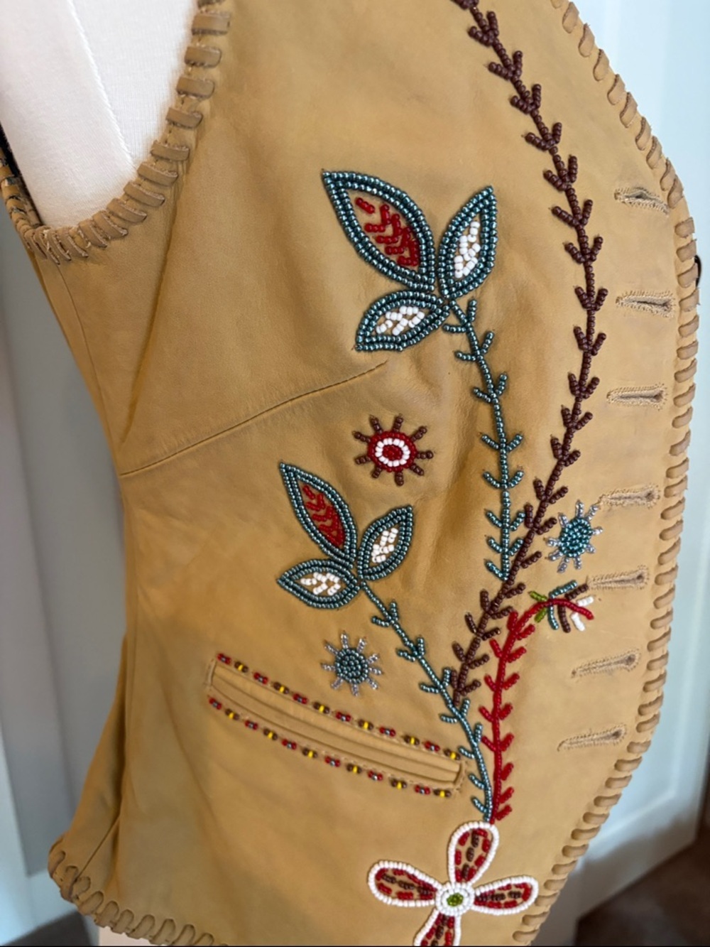 Double D Ranch Mustard Brown Suede Embroidered Western Vest - Picture 7 of 13